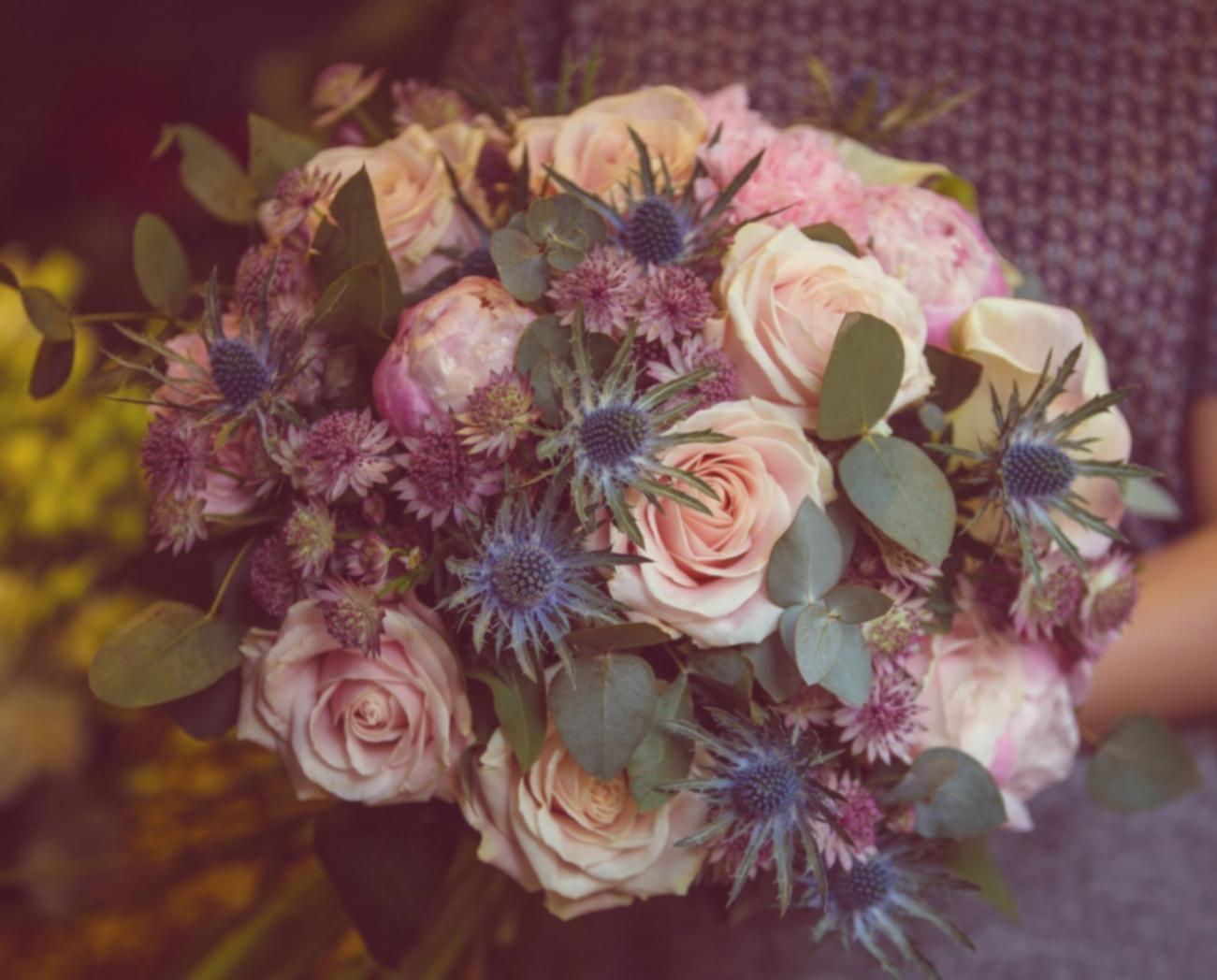 Close-up of mixed flower stems selected for a floral arrangement